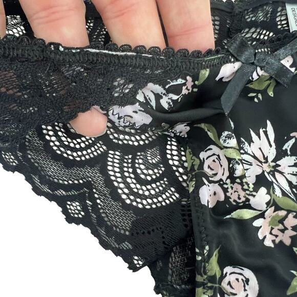 Teri Lingerie Floral Print Lace Back Cheeky Panty Womens Small - Picture 2 of 5